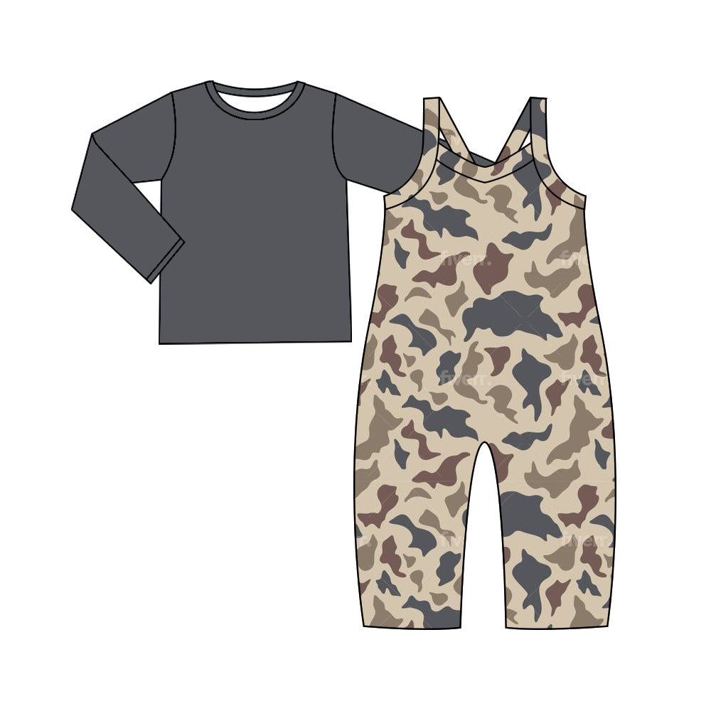 preorder GLP2009 dark grey long sleeve khaki camo sleeveless jumpsuits girls set
