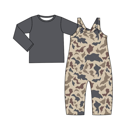 preorder GLP2009 dark grey long sleeve khaki camo sleeveless jumpsuits girls set