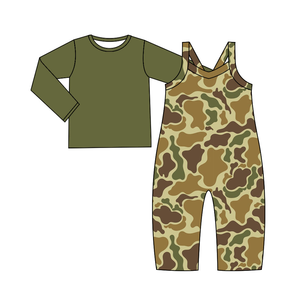 preorder GLP2010 dark green long sleeve dark green camo sleeveless jumpsuits girls set