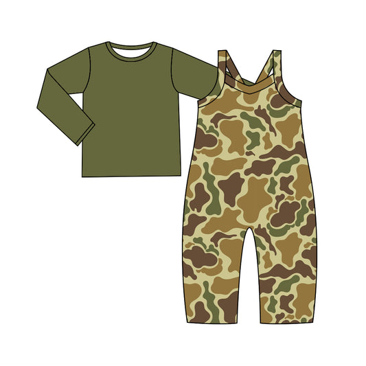 preorder GLP2010 dark green long sleeve dark green camo sleeveless jumpsuits girls set