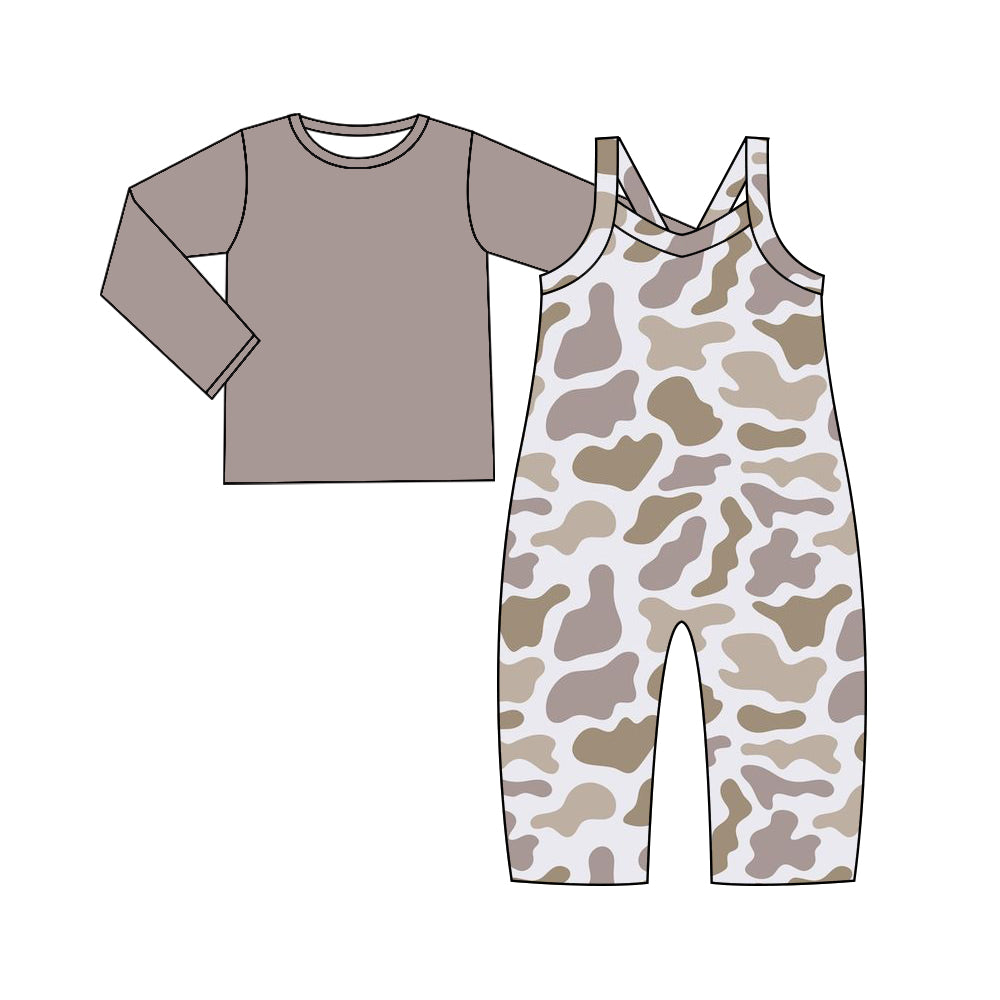 preorder GLP2011 grey long sleeve grey camo sleeveless jumpsuits girls set