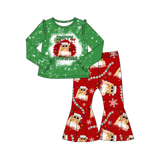 preorder GLP2027 Christmas Taylor country singer green long sleeve red pants girls set