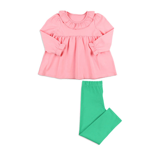 Preorder GLP2045 Christmas cartoon circus pink long sleeve green pants girls set