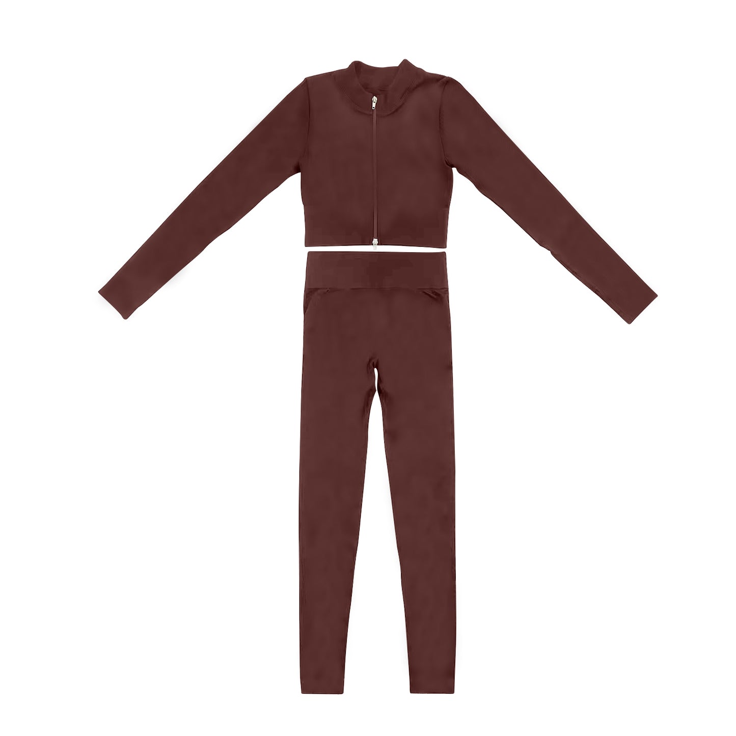 preorder GLP2107 brown zipper long sleeve pants girls ser active wear athletic