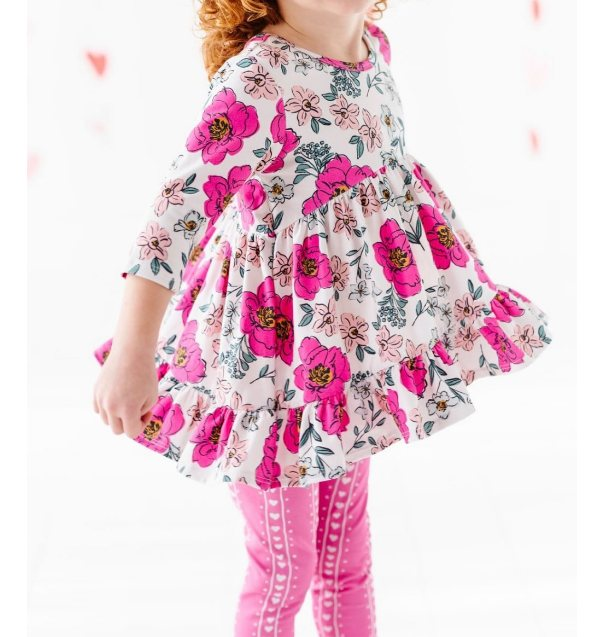 preorder GLP2121 hot pink flowers long sleeve pink pants girls set