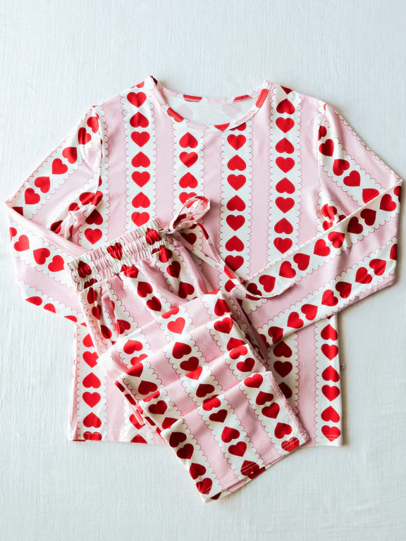 preorder GLP2218 Valentine's Day red heart pink long sleeve pants adult women pajamas