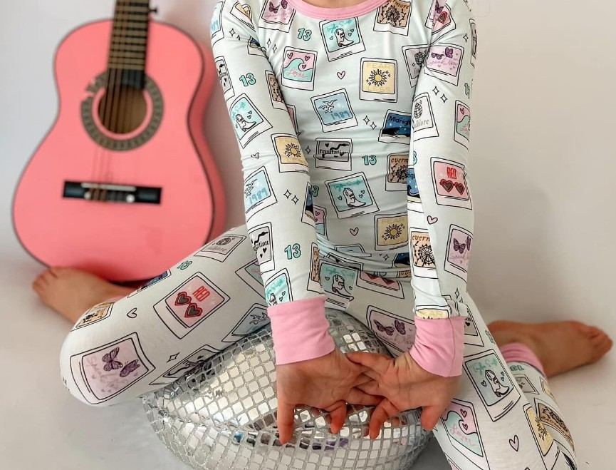 preorder GLP2220 Western boot guitar butterfly long sleeve pants girls pajamas
