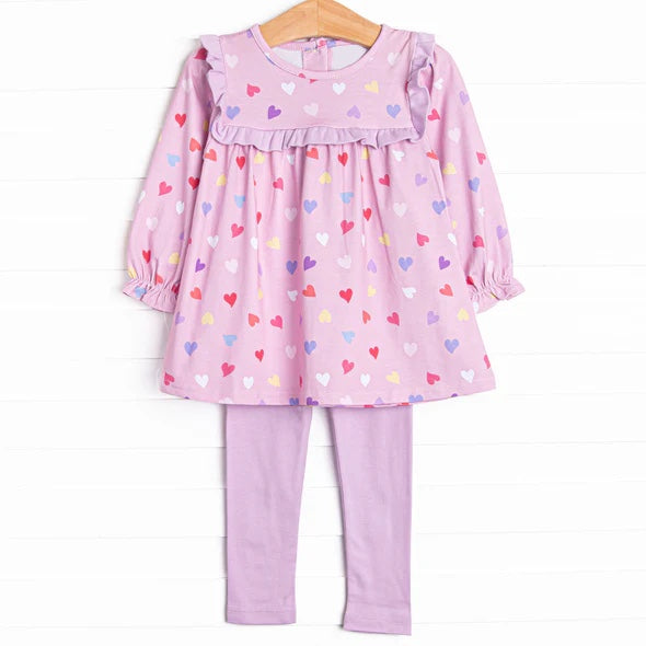 preorder GLP2234 Valentine's Day heart purple long sleeve pants girls set