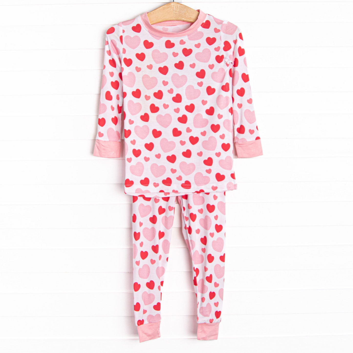 preorder GLP2235 Valentine's Day heart pink long sleeve pants girls pajamas
