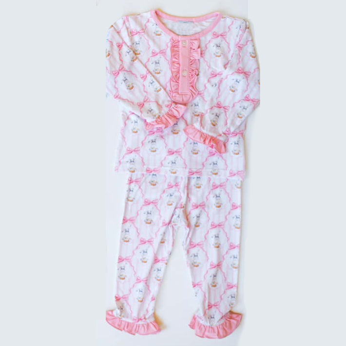 preorder GLP2265 Easter bunny rabbit egg pink long sleeve pants girls pajamas