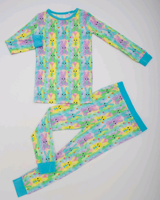 preorder GLP2326 Easter bunny rabbit geen yellow long sleeve pants girls pajamas