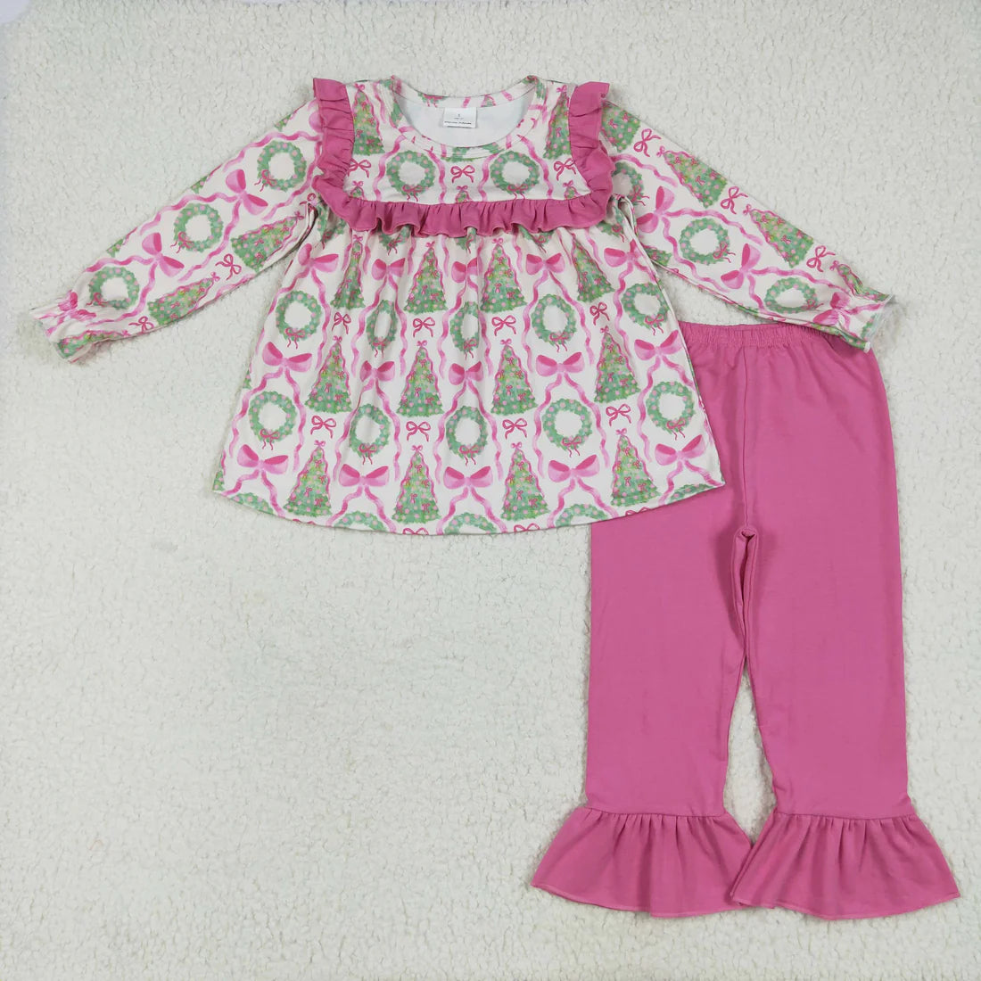 Christmas tree pink bows Sibling Clothes RTS sibling clothes