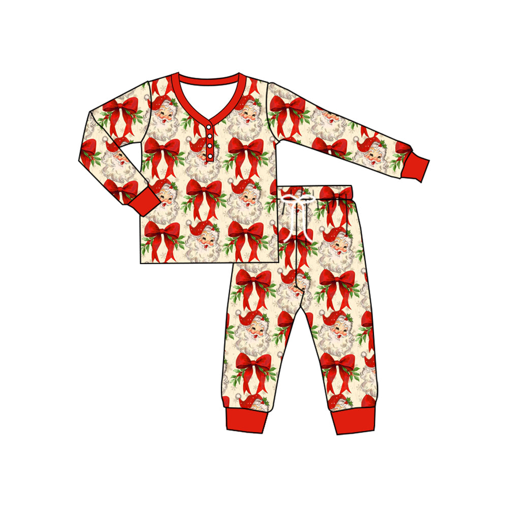 preorder GLP2340 Christmas Santa red bows long sleeve pants adult women pajamas