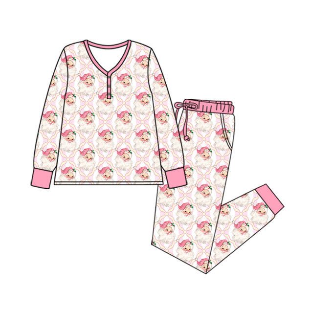 preorder GLP2371 Christmas Santa pink long sleeve pants adult women pajamas