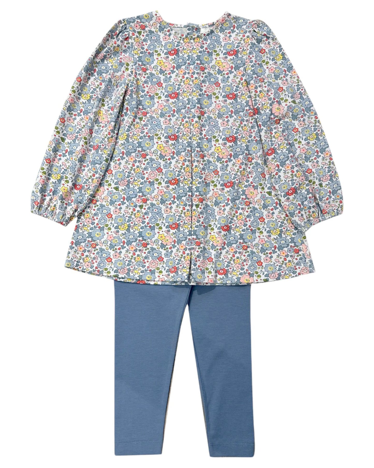 preorder GLP2463 colorful flowers floral long sleeve blue pants girls set