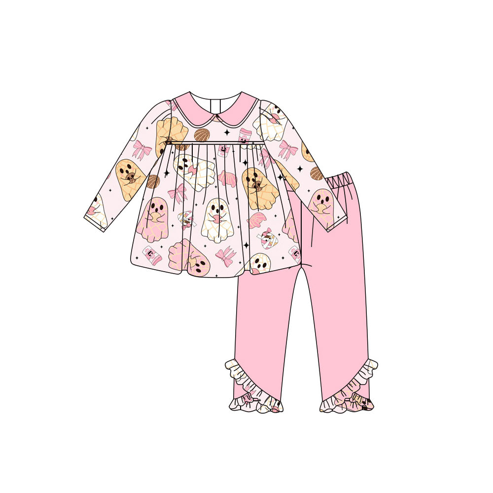 preorder GLP2507 Halloween spooky bows pink long sleeve pants girls set