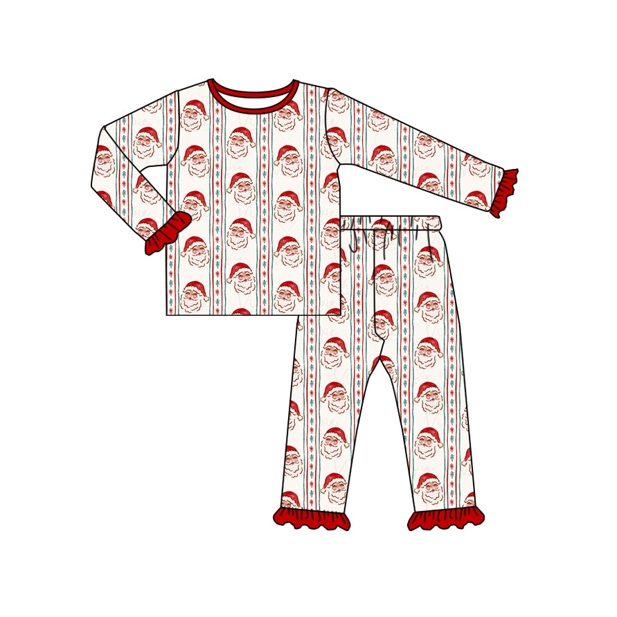 preorder GLP2512 Christmas Santa red long sleeve pants girls pajamas