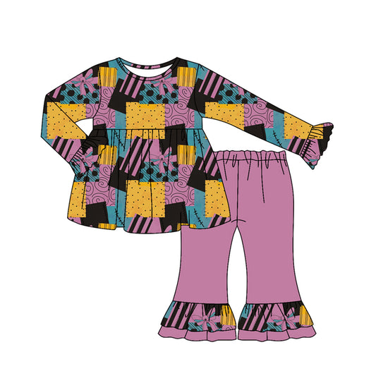 preorder GLP2586 Halloween yellow purple blue long sleeve purple pants girls set