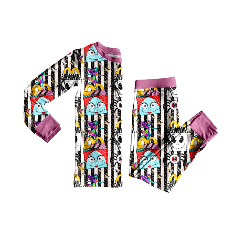 preorder GLP2587 Halloween cartoon zombie striped long sleeve pants girls pajamas