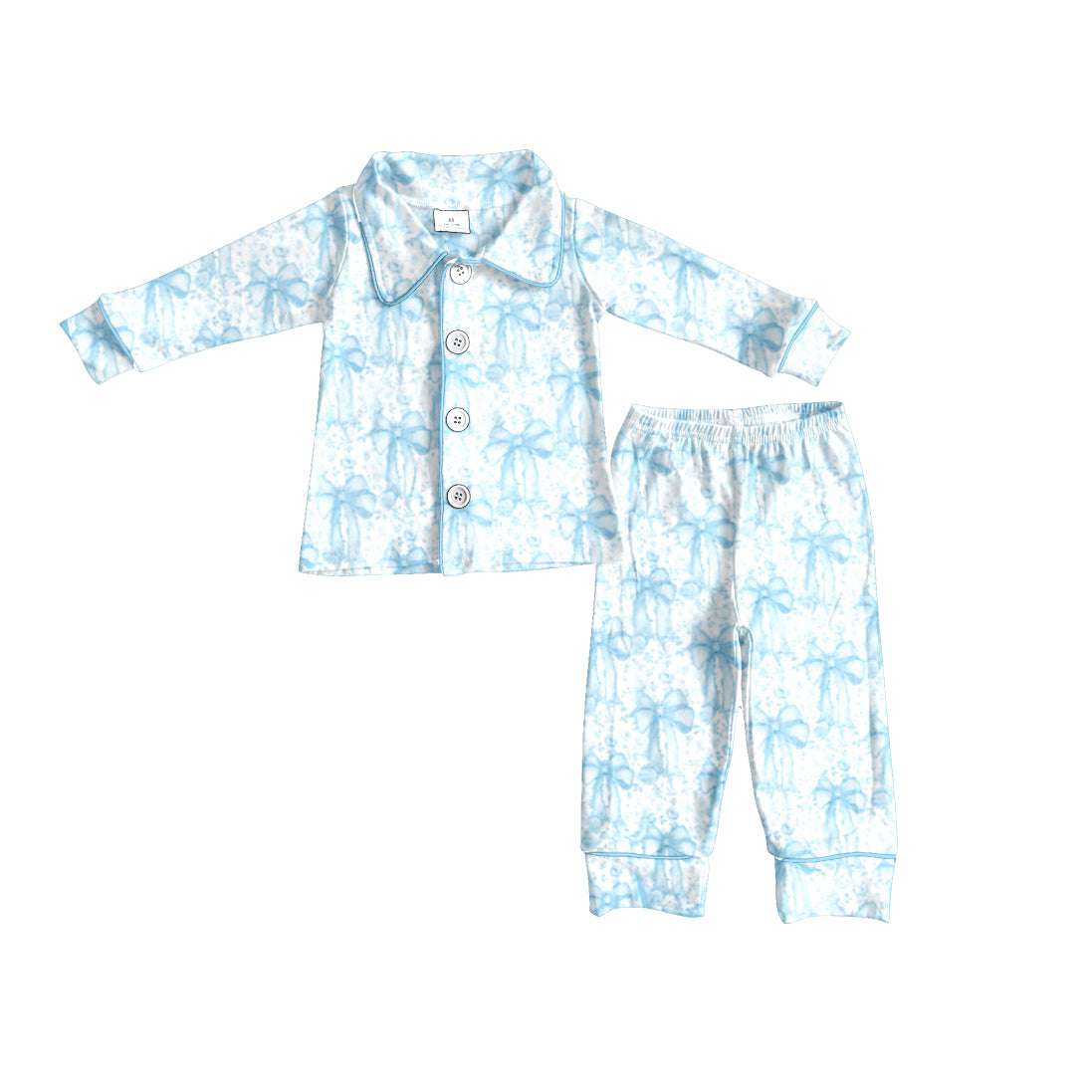 preorder GLP2667 blue bows long sleeve pants girls pajamas