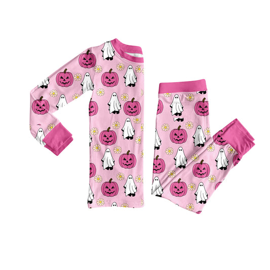 preorder GLP2672 Halloween spooky pumpkin hot pink long sleeve pants girls pajamas