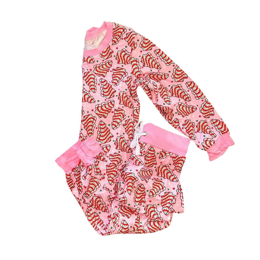 Custom moq 20 bamboo Christmas tis the season cake pink long sleeve pants girls pajamas