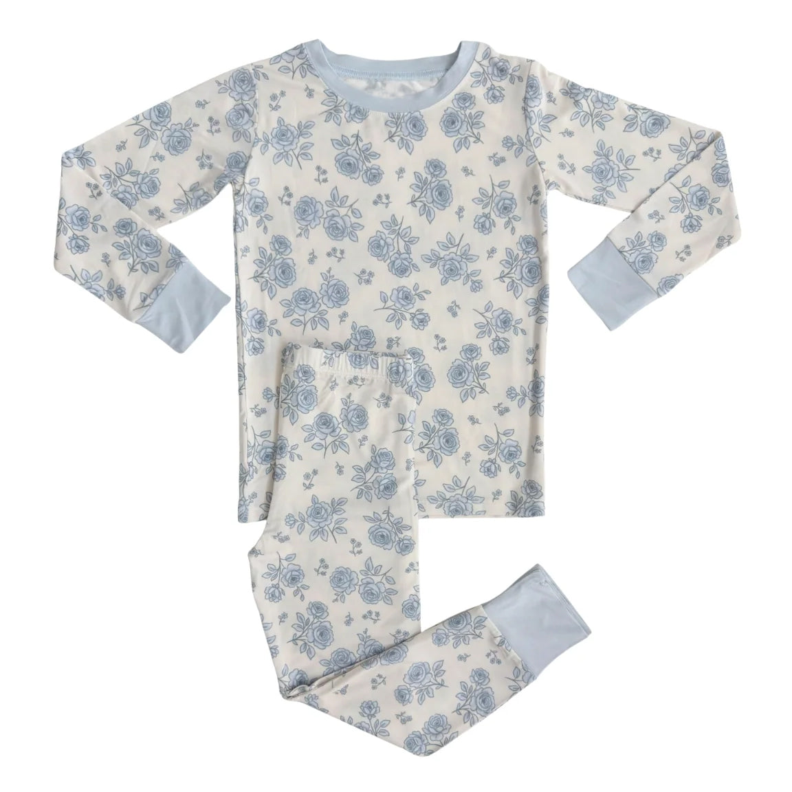 preorder GLP2796 blue flowers floral long sleeve pants girls pajamas