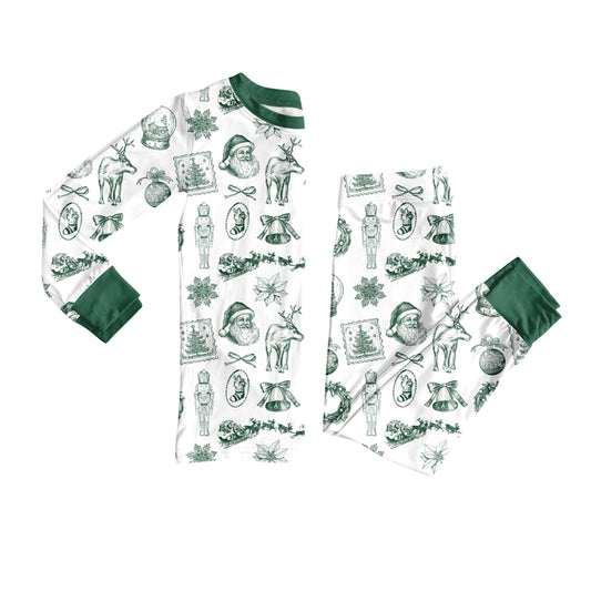 preorder GLP2800 Christmas Santa deer soldier green long sleeve pants girls pajamas