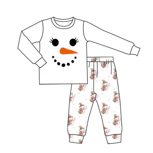 preorder GLP2828 Christmas snowman white long sleeve pants adult women pajamas