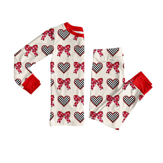 preorder GLP2903 Valentine's Day heart bows long sleeve pants girls pajamas
