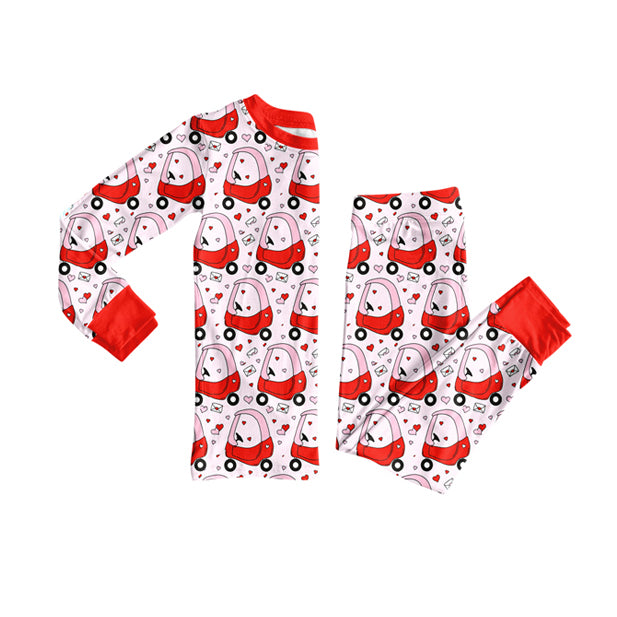 preorder GLP2913 Valentine's Day heart car red long sleeve pants girls pajamas