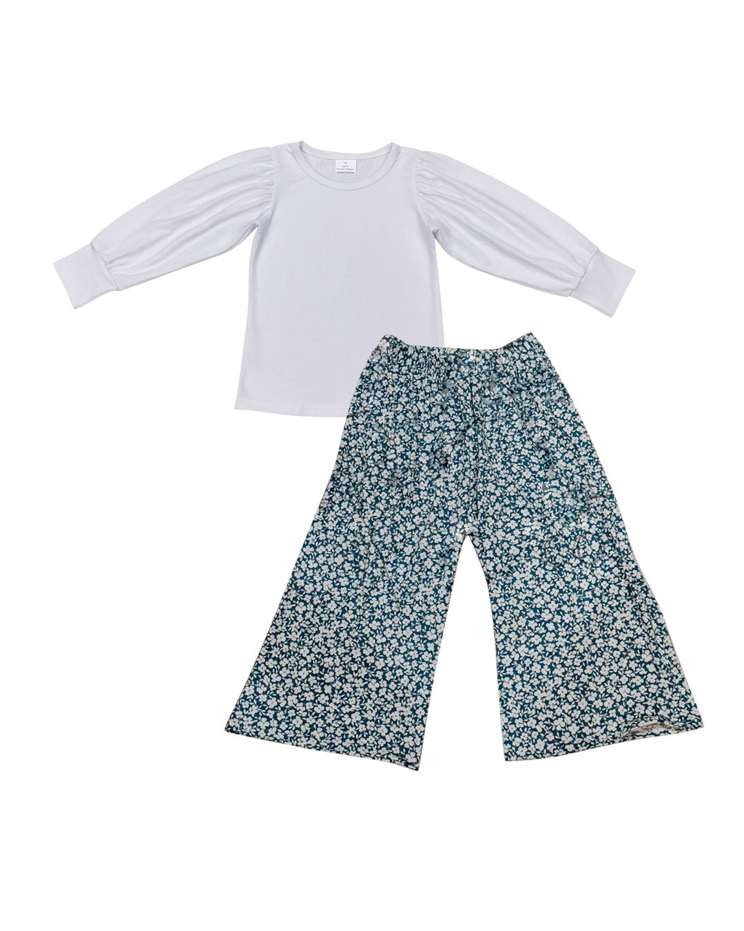 preorder GLP2990 white long sleeve flowers floral pants girls set