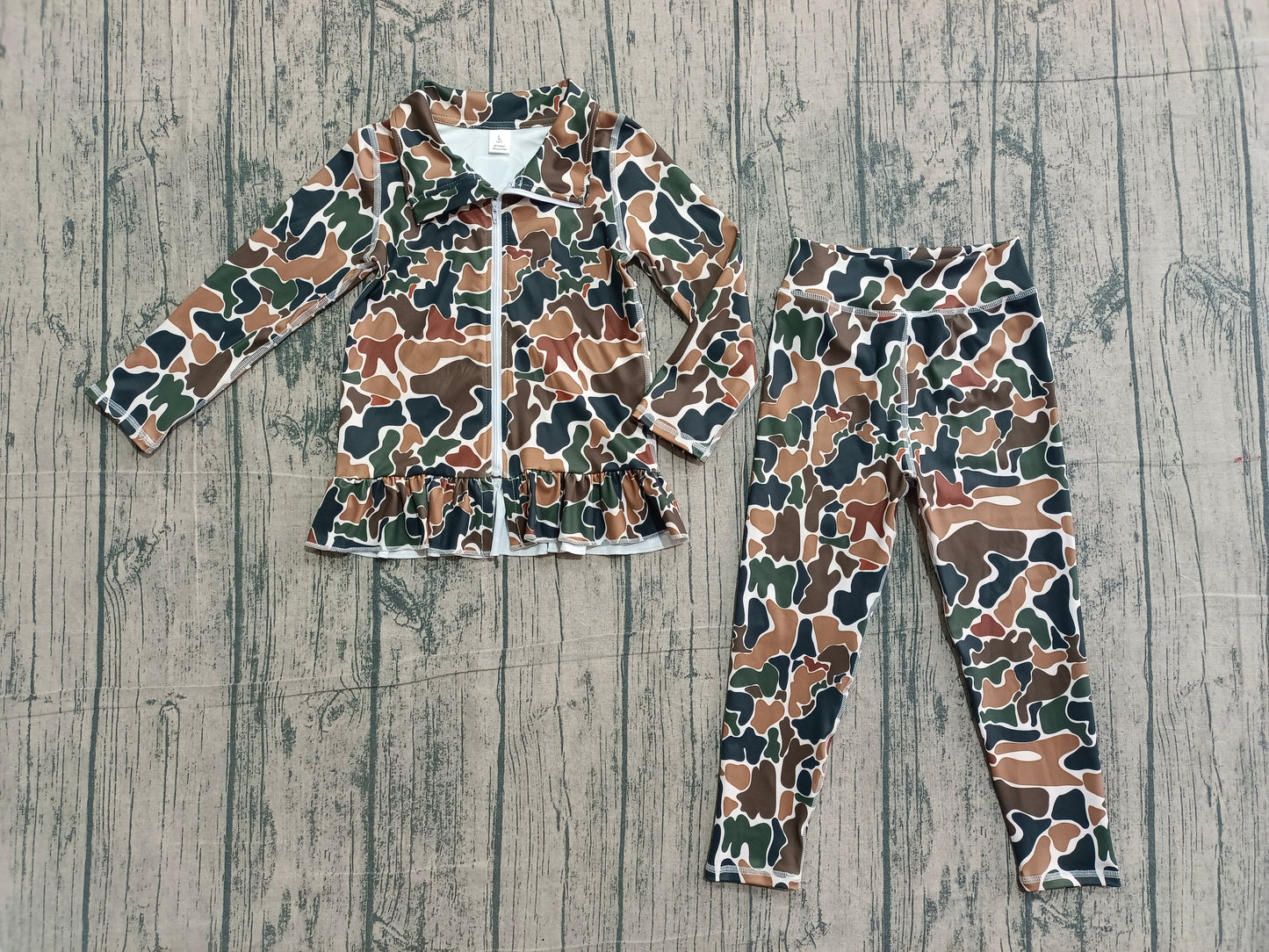 preorder Samples GLP2992 yoga camo zipper long sleeve pants girls set