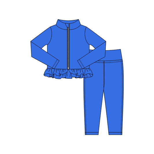 preorder GLP3012 yoga blue zipper long sleeve pants girls set