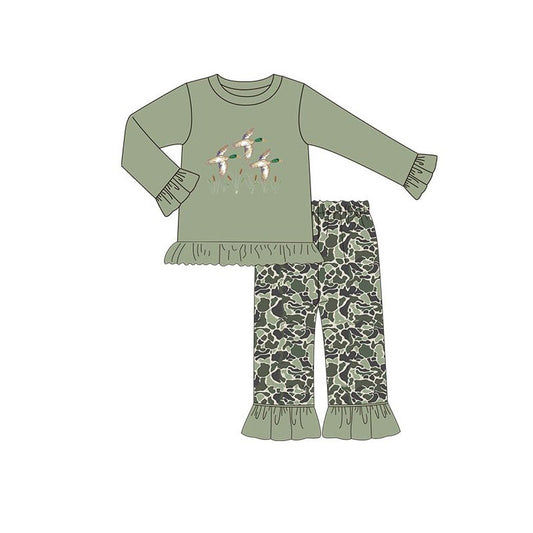 preorder GLP3062 hunting mallard duck long sleeve camo pants girls set