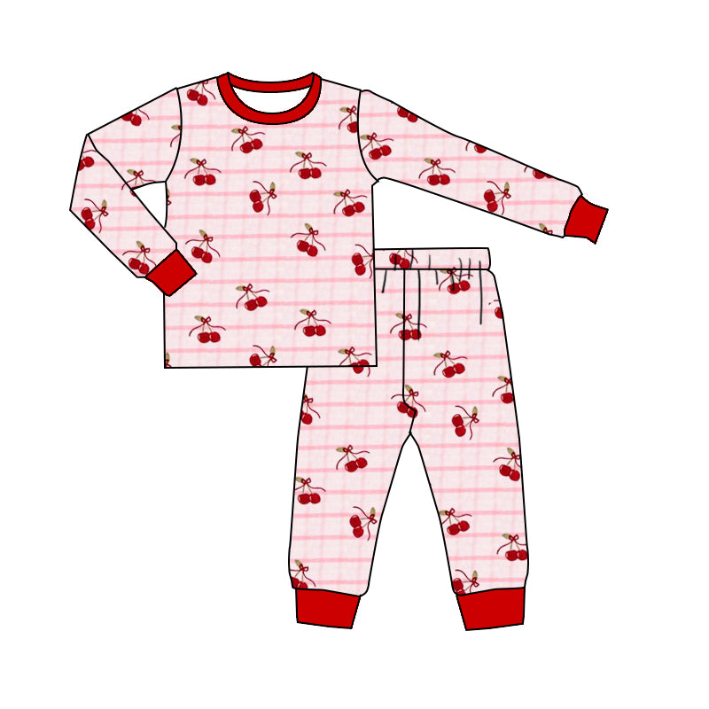 preorder GLP3064 cute berry red long sleeve pants girls pajamas