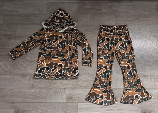 preorder Samples GLP3078 hunting camo hoodie long sleeve pants girls set
