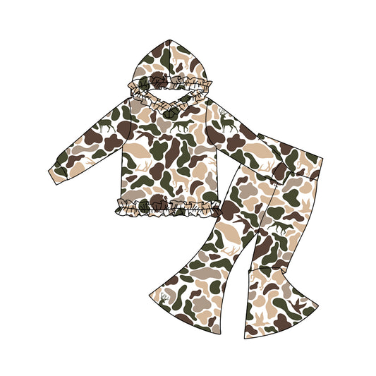 preorder GLP3079 hunting camo hoodie long sleeve pants girls set