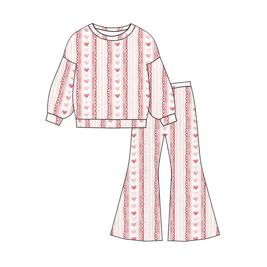 preorder GLP3139 Valentine's Day Pink Heart Long Sleeve Pants Girls Set