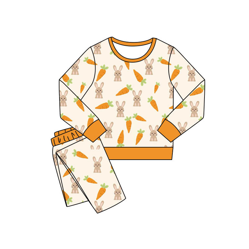 preorder GLP3146 Easter Bunny Rabbit Orange Carrot Long Sleeve Pants Girls Pajamas