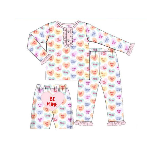 preorder GLP3159 Valentine's Day Heart Be Mine Long Sleeve Pants Girls Pajamas