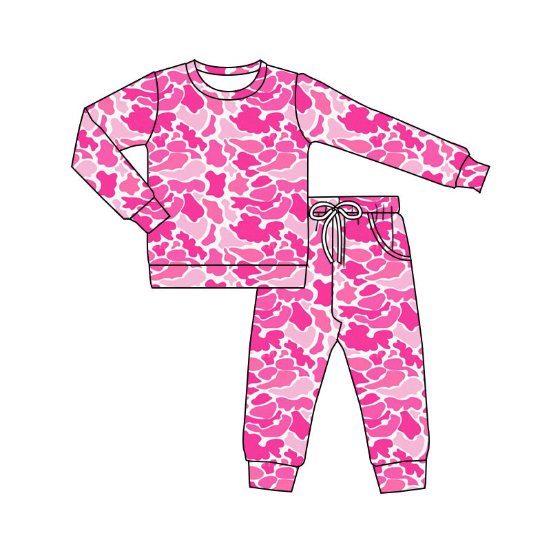 preorder GLP3162 Hot Pink Camo Long Sleev Pants Girls Pajamas