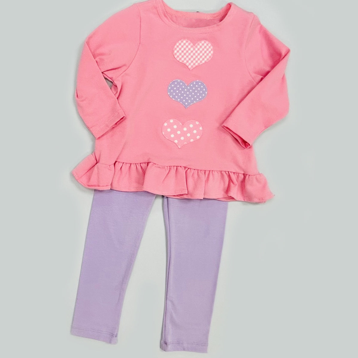 preorder GLP3175 Valentine's Day Heart Pink Long Sleeve Purple Pants Girls Set