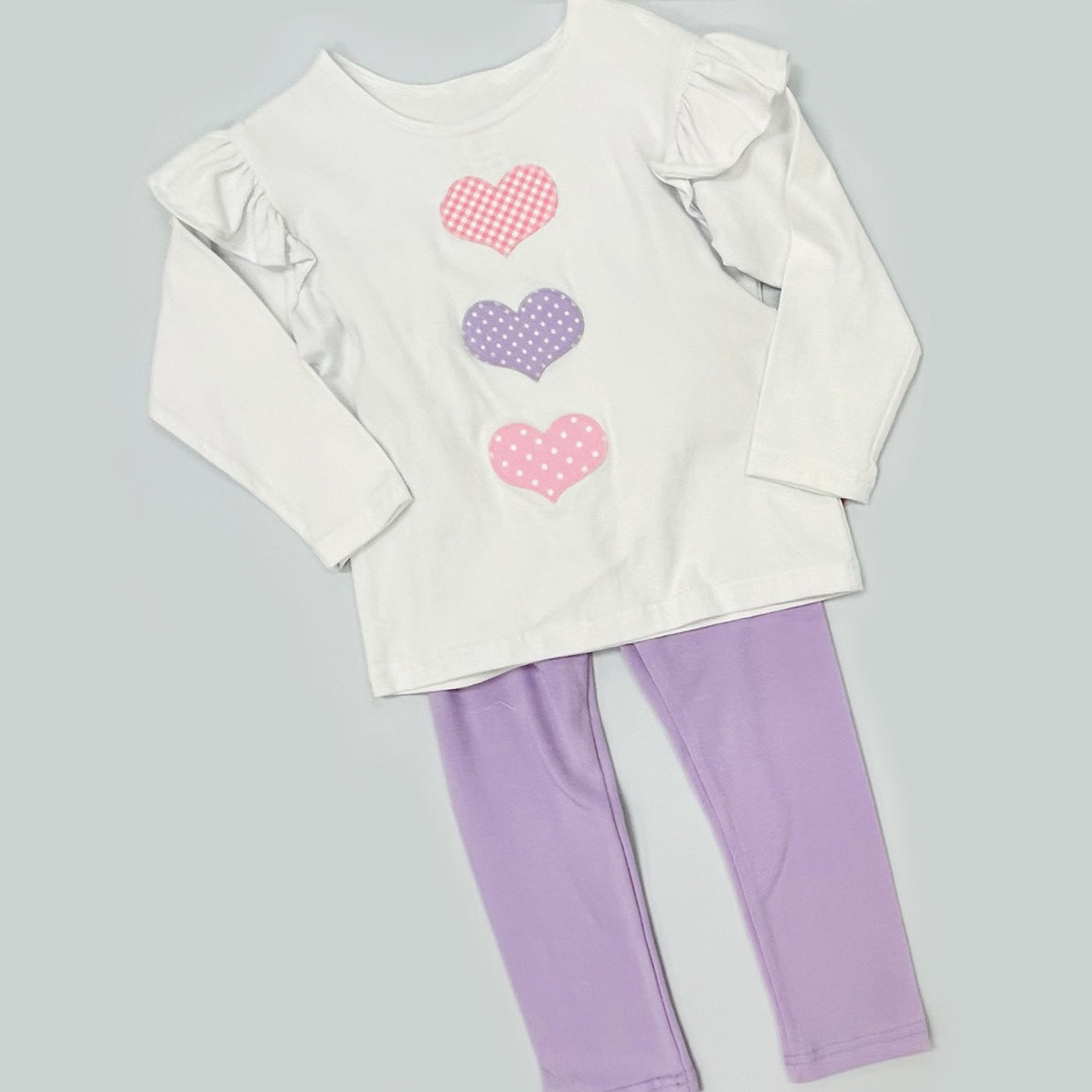 preorder GLP3176 Valentine's Day Heart Long Sleeve Purple Pants Girls Set