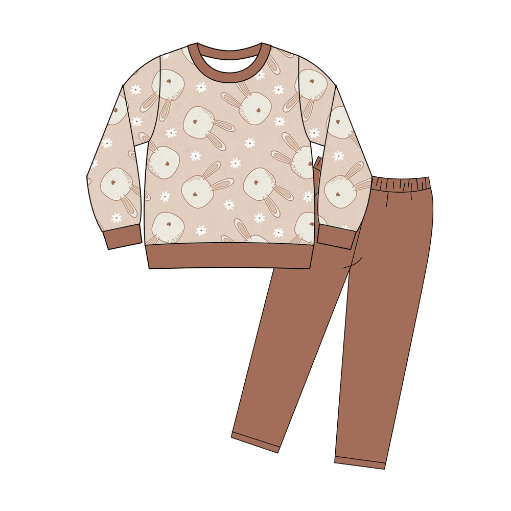 preorder GLP3188 Easter Rabbit Bunny Long Sleeve Brown Pants Girls Set