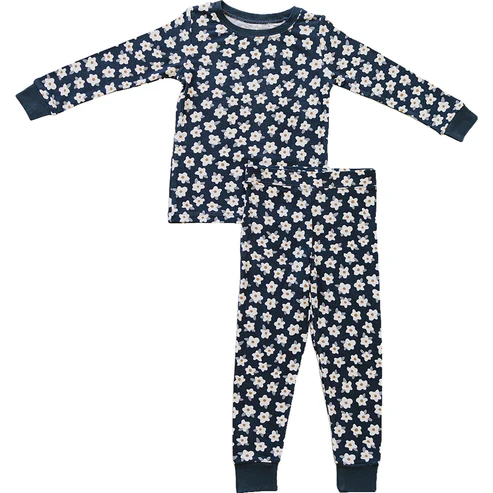 preorder GLP3200 Flowers Floral Navy Blue Long Sleeve Pants Girls Pajamas