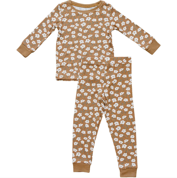 preorder GLP3201 Flowers Floral Brown Long Sleeve Pants Girls Pajamas