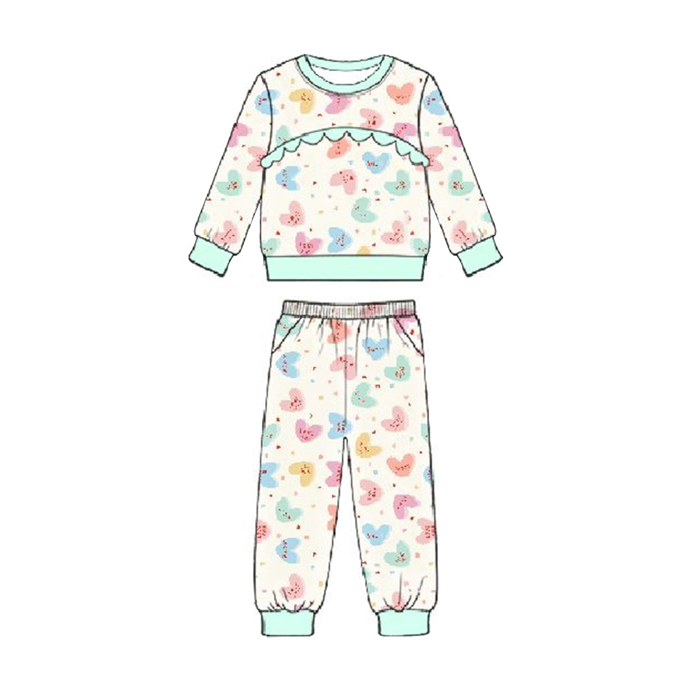 preorder GLP3215 Valentine's Day Heart Long Sleeve Pants Girls Set