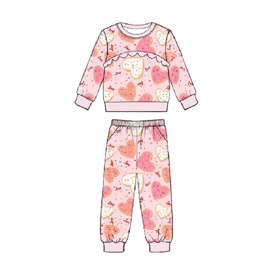 preorder GLP3216 Valentine's Day Heart Pink Long Sleeve Pants Girls Set