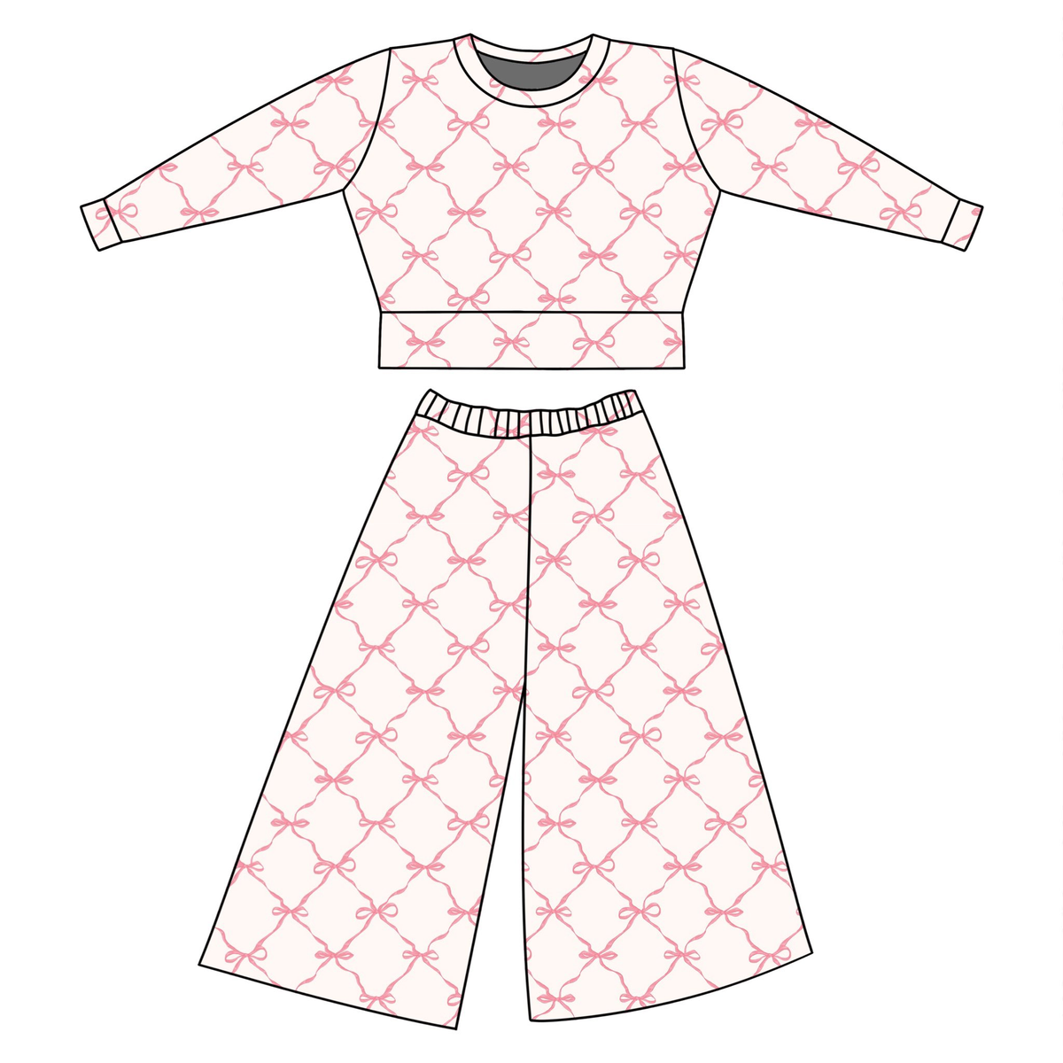 preorder GLP3226 Pink Bows Long Sleeve Pants Girls Set